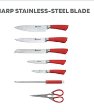Lade das Bild in den Galerie-Viewer, Kitchen Knife Set 8pc Red
